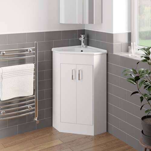 White corner vanity unit with - white,