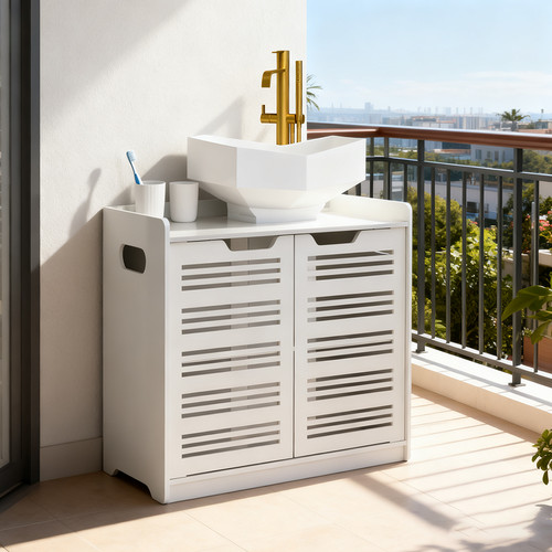 White double door under - white, sink